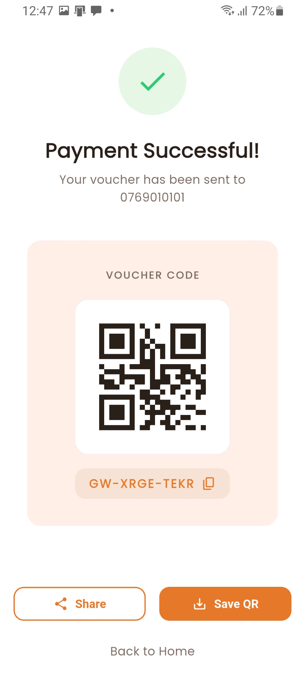 Giftwave Payment Successful